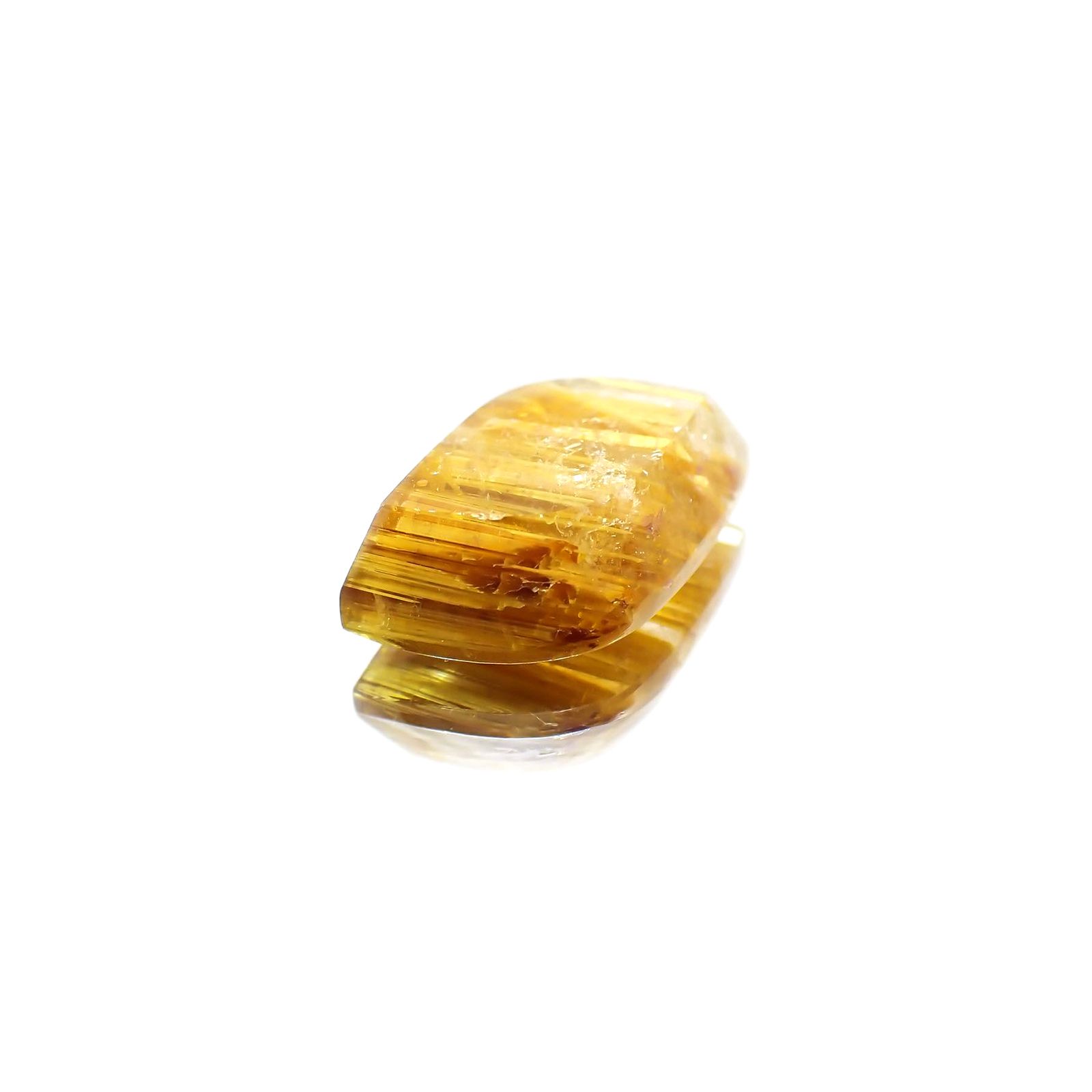 ◇フリーフォーム◇タイチンルチルクォーツ(宝石名ルチルレイテッド・クォーツ) ブラジル産 識別済 7.61ct / 15×10.2mm前後 [25019176]