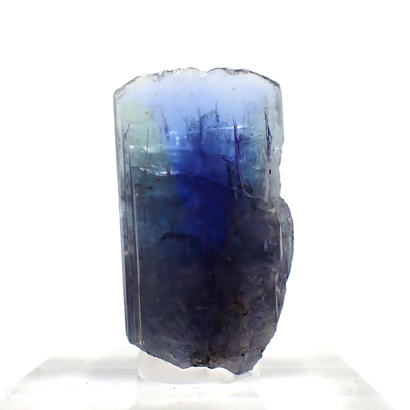 バイカラータンザナイト原石 タンザニア産 アクリル台座付き 50.31ct(10.06g) / 10.5x16.7x30.1mm前後 [260632369]