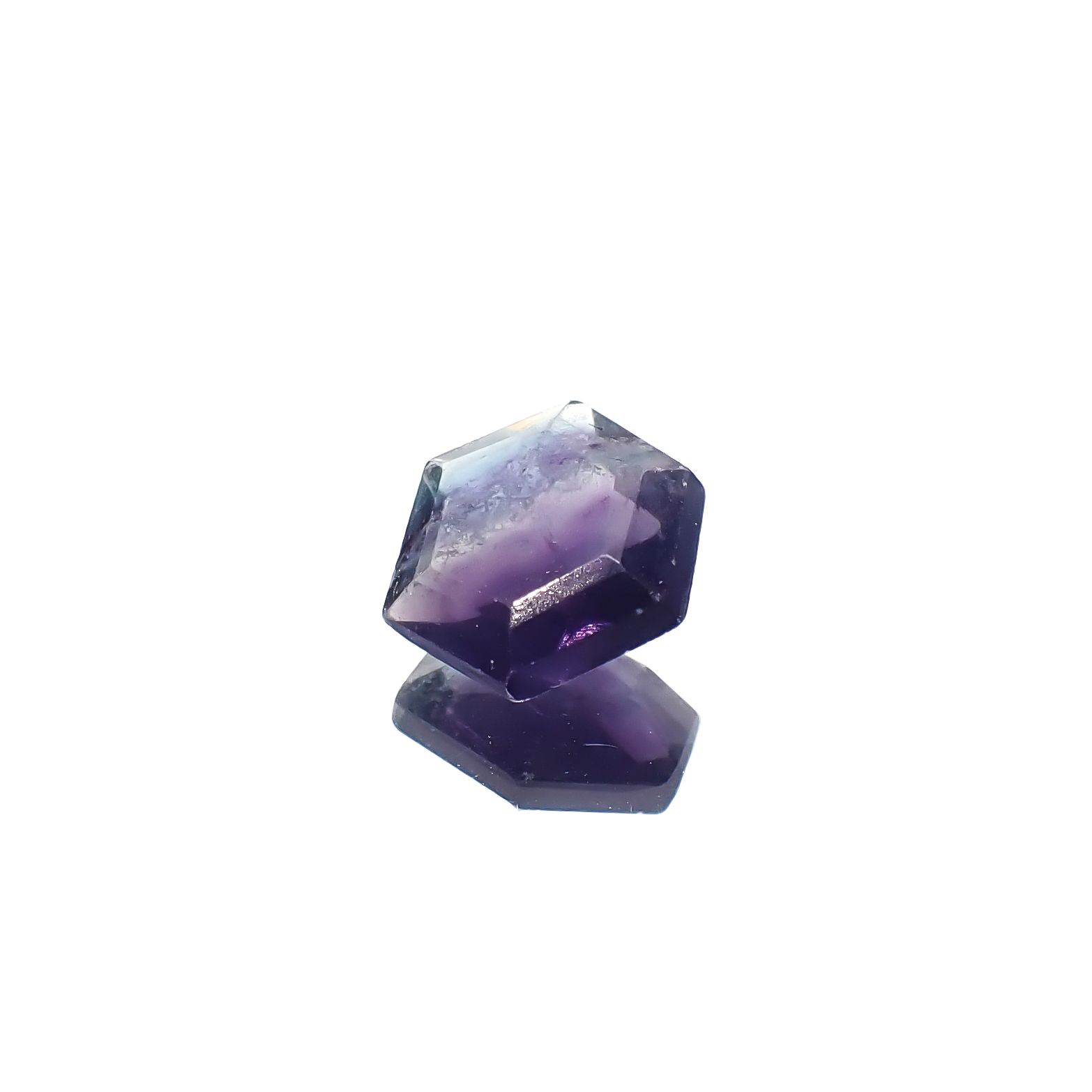◇ヘキサゴンカット◇パーティカラーフローライト フルオレッセンス 中国産 2.67ct[240628190]8.5x8.4mm前後