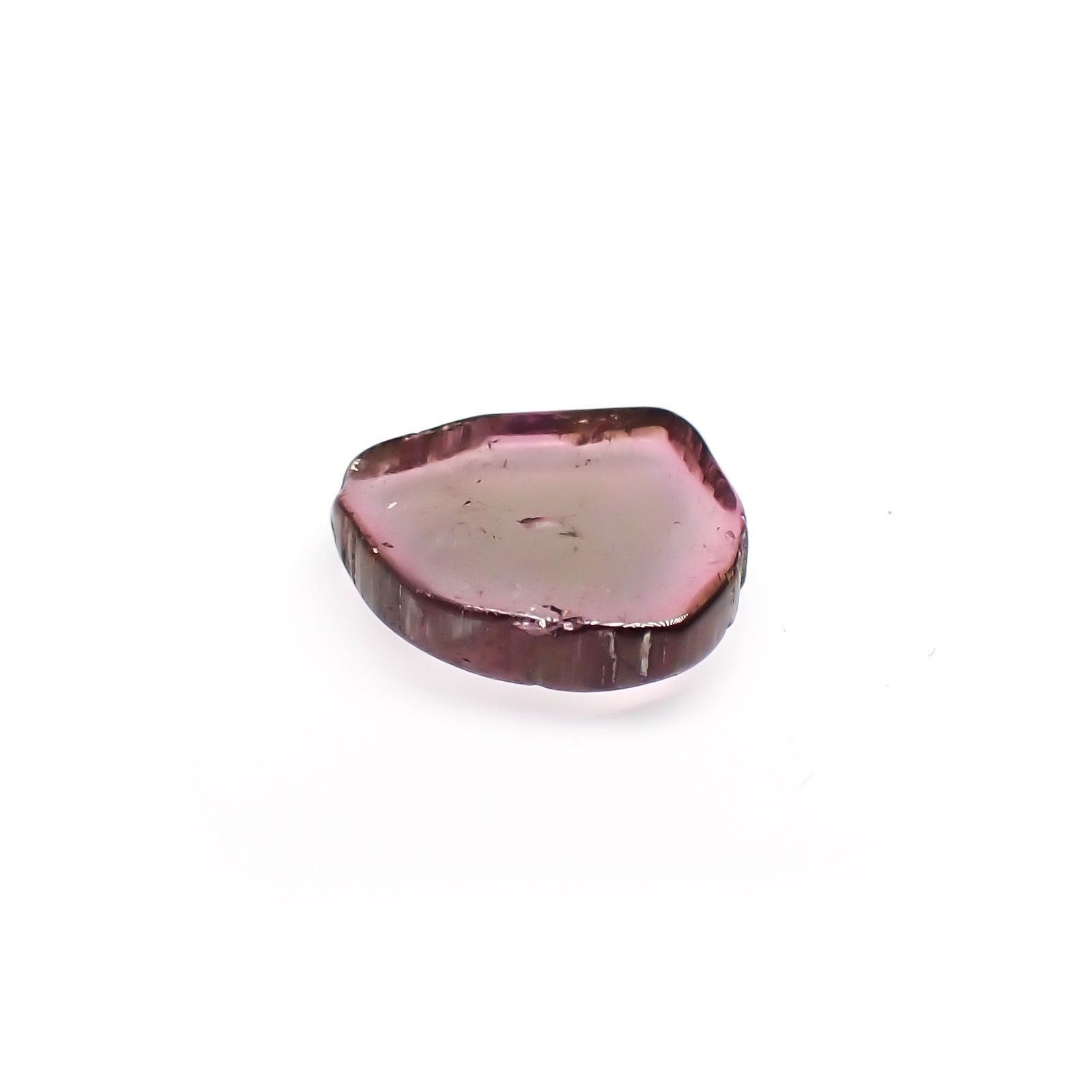 ピンクウォーターメロントルマリン 原石スライス  ブラジル産 2.90ct / 11.6x10.2mm前後 [251018620]