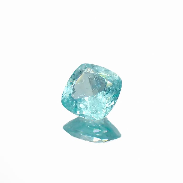 パライバトルマリン(宝石名トルマリン/別名パライバ・トルマリン)ブラジル・キントス鉱山産 0.551ct ソ付(宝貴協)[221018740]5.2x5.2mm前後