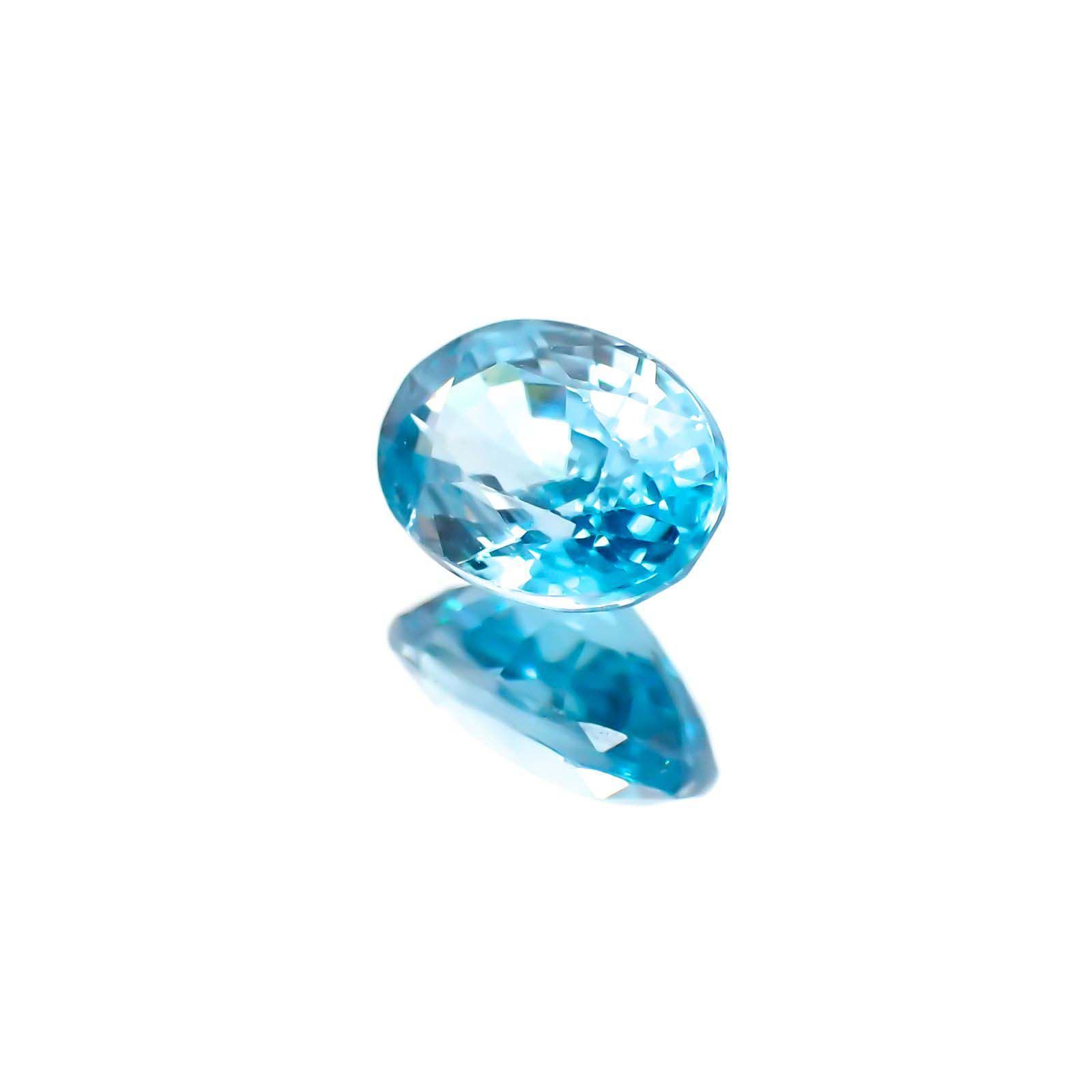 ブルージルコン(宝石名ジルコン)カンボジア産 1.41ct 識別済[231124186]7.2x5.1mm前後