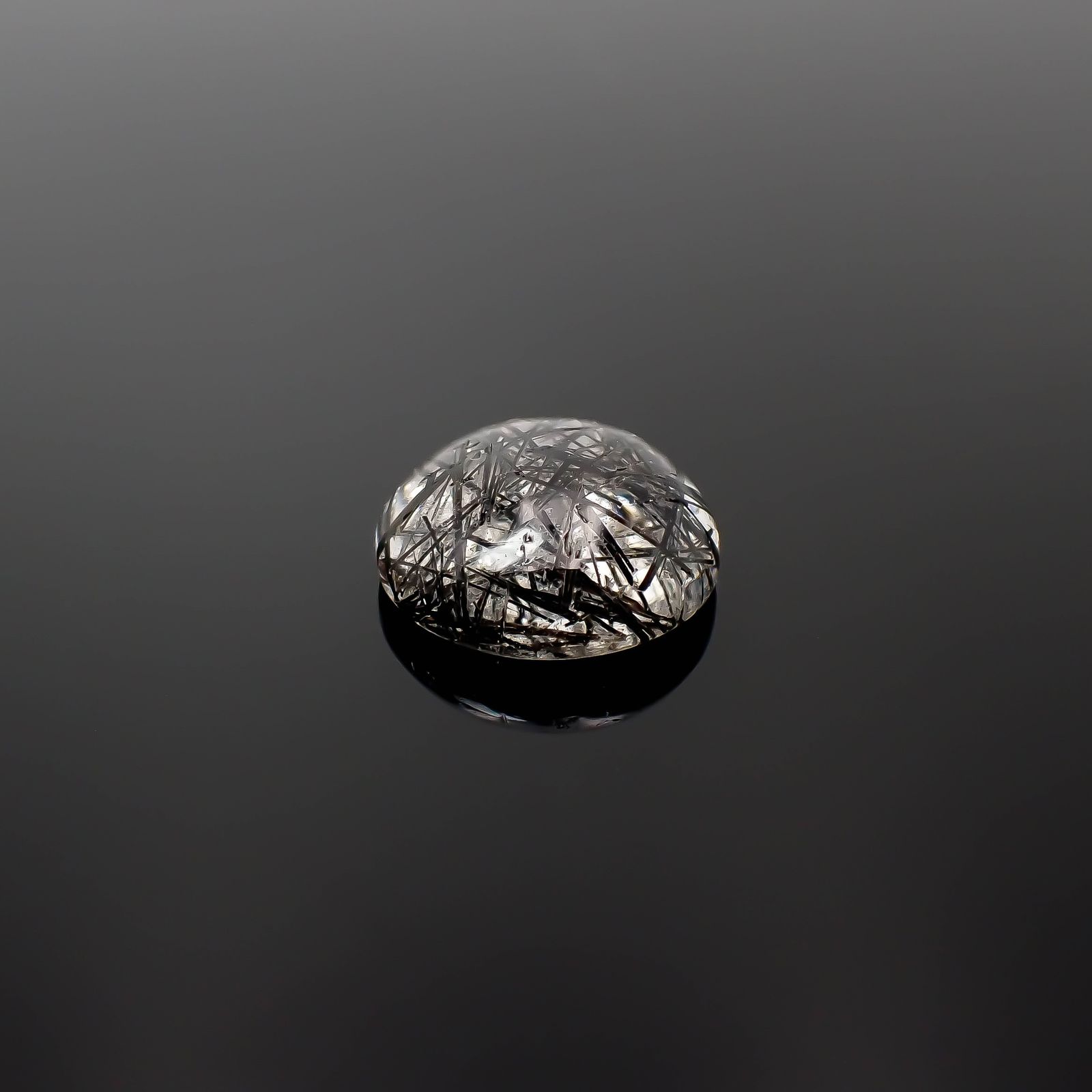 ブラックトルマリンインクォーツ ブラジル産 8.44ct[240427059]14.1x14.1mm前後