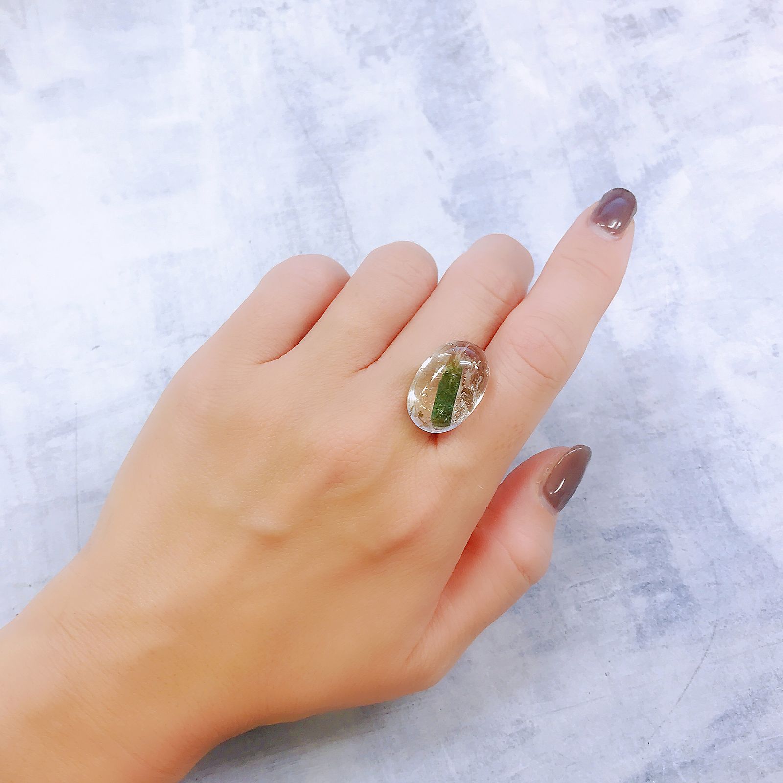 グリーントルマリンインクォーツ ブラジル・ミナスジェライス州産 20.73ct[221018309]20.5x13.7mm前後