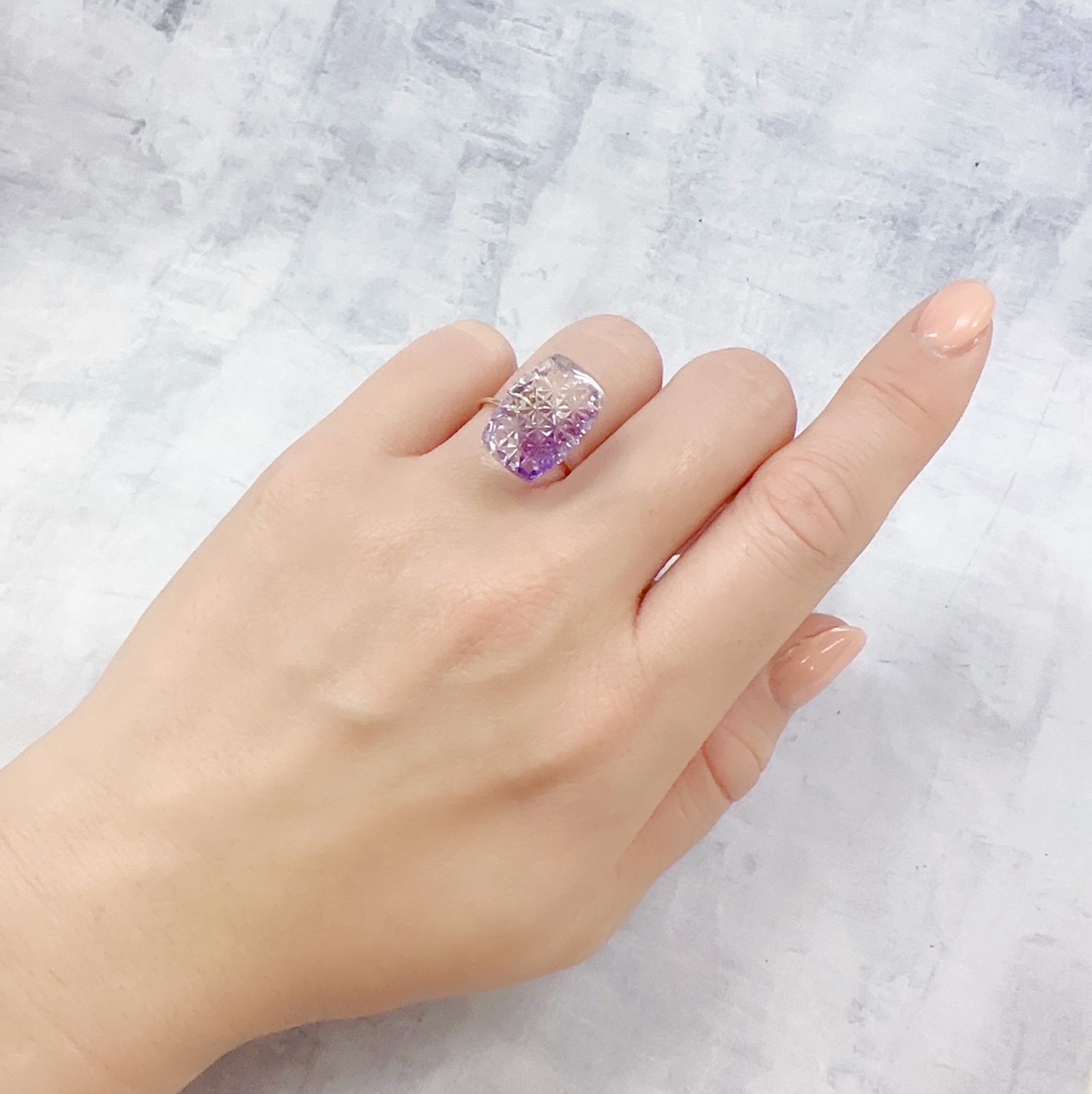 ◇甲州貴石切子Plus Three◇アメジストエレスチャル カード付き  ブラジル産 8.94ct[230120000]16.6x11.5mm前後
