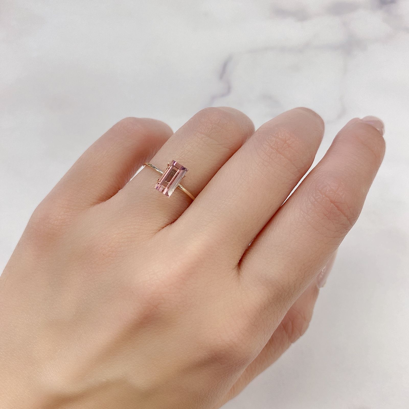 ピンクトルマリン パパラチャカラー(宝石名ピンク・トルマリン) ルワンダ産 1.178ct ソ付(彩珠)[210711593]8.1×4.5mm前後