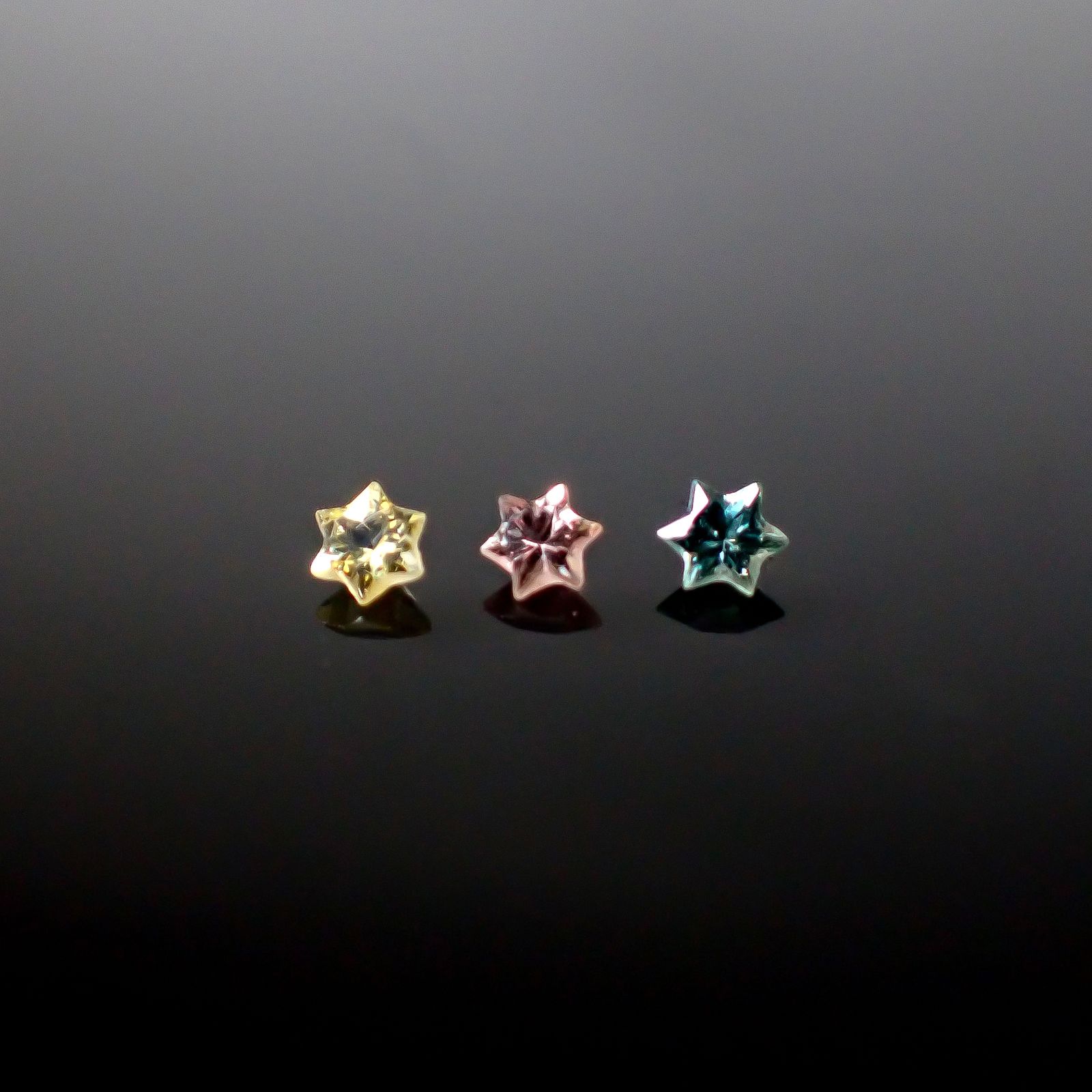◇カスタムカット◇サファイア カラーグラデーション3個セット スリランカ/マダガスカル産 0.31ct(3pcs合計) / 3.1-3.2x3.1-3.2mm前後 [260632322]