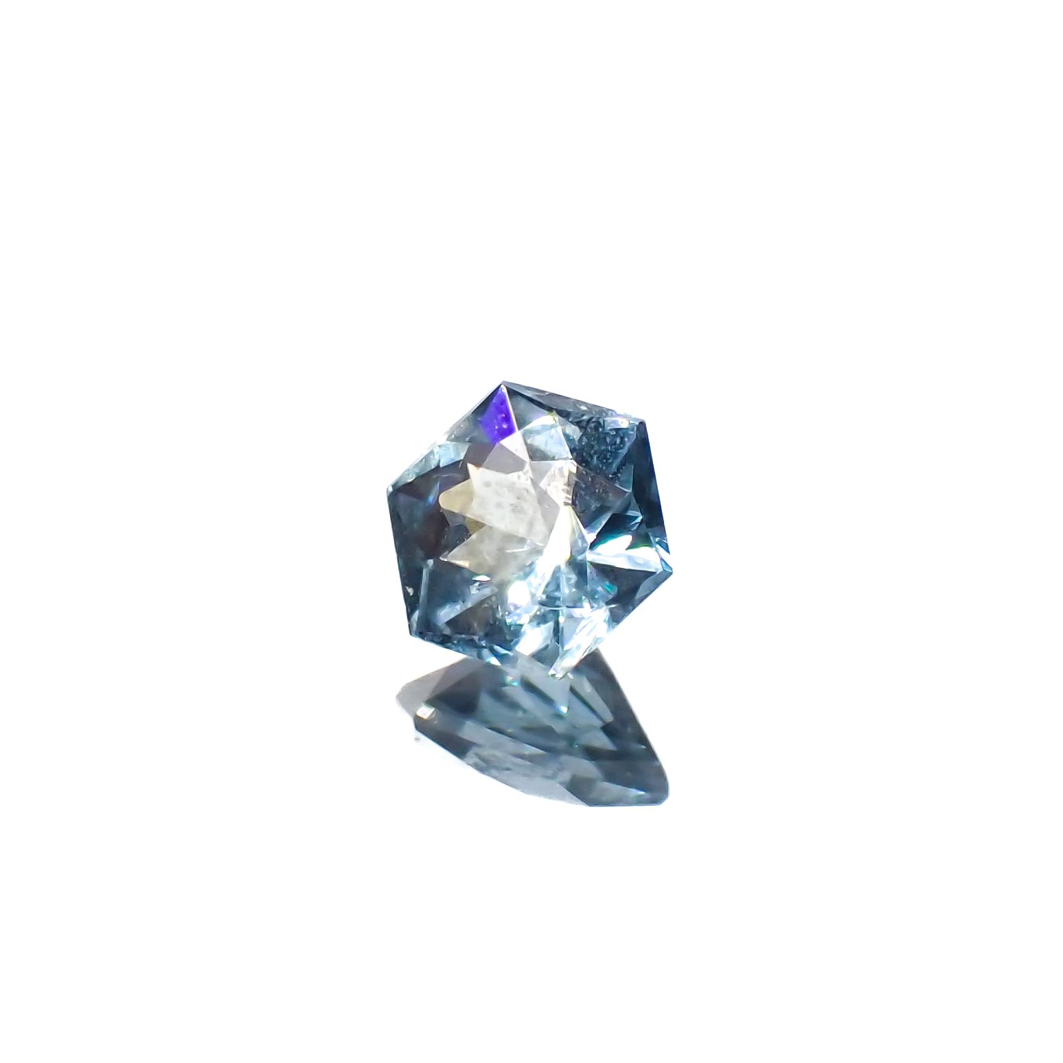 ◇ヘキサゴンカット◇アベンチュリンアクアマリン ブラジル・ミナスジェライス州産 0.48ct[240226008]4.9x4.9mm前後