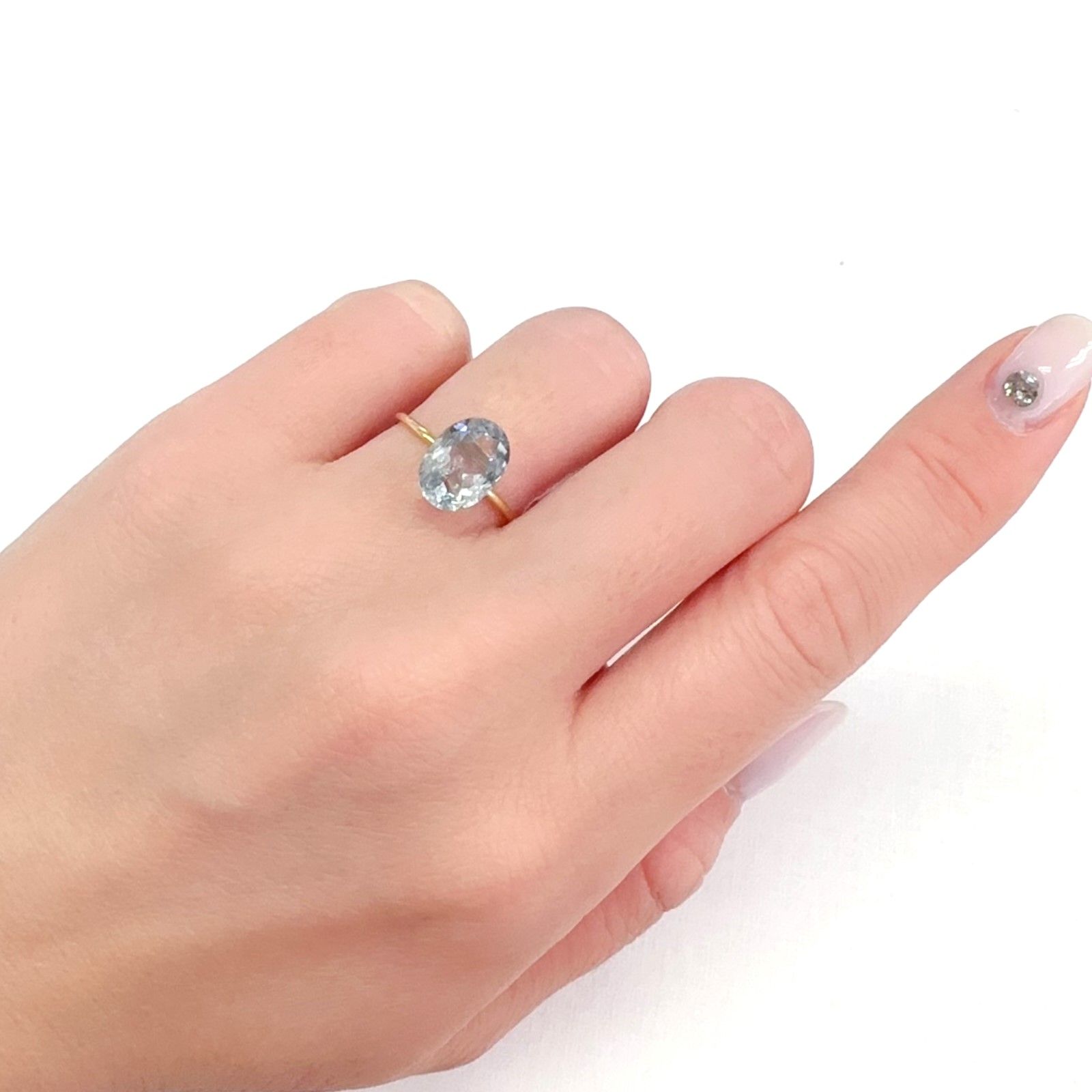 アベンチュリンアクアマリン ナイジェリア産 2.16ct[231224709]10.4x7.4mm前後