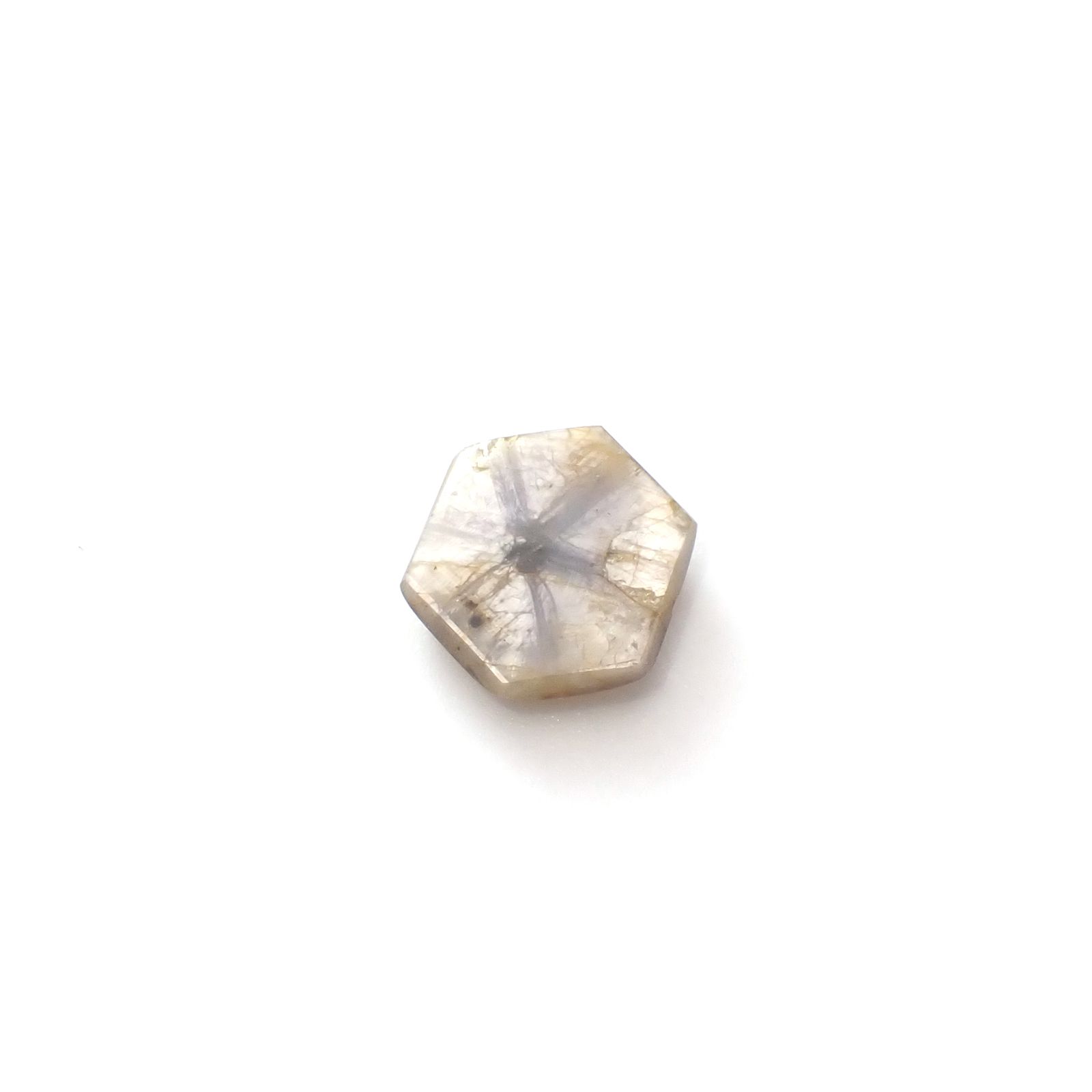 トラピッチェサファイア 原石スライス磨き(宝石名トラピッチェ・サファイア)ミャンマー産 3.40ct 識別済[250830985]8.9x8.4mm前後