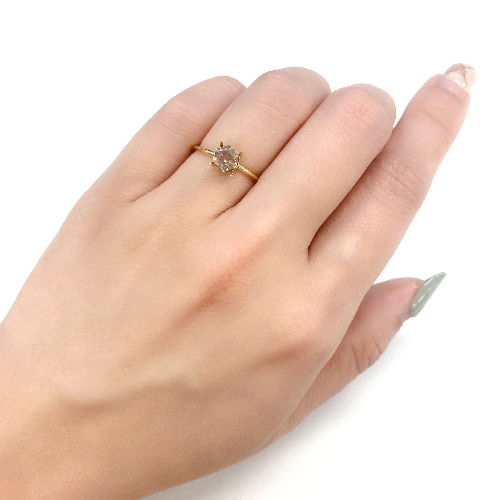 ◇ヘキサゴンカット◇シナモンカラージルコン(宝石名ジルコン) カンボジア産 0.87ct 識別済[210410472]4.9×5.1mm前後