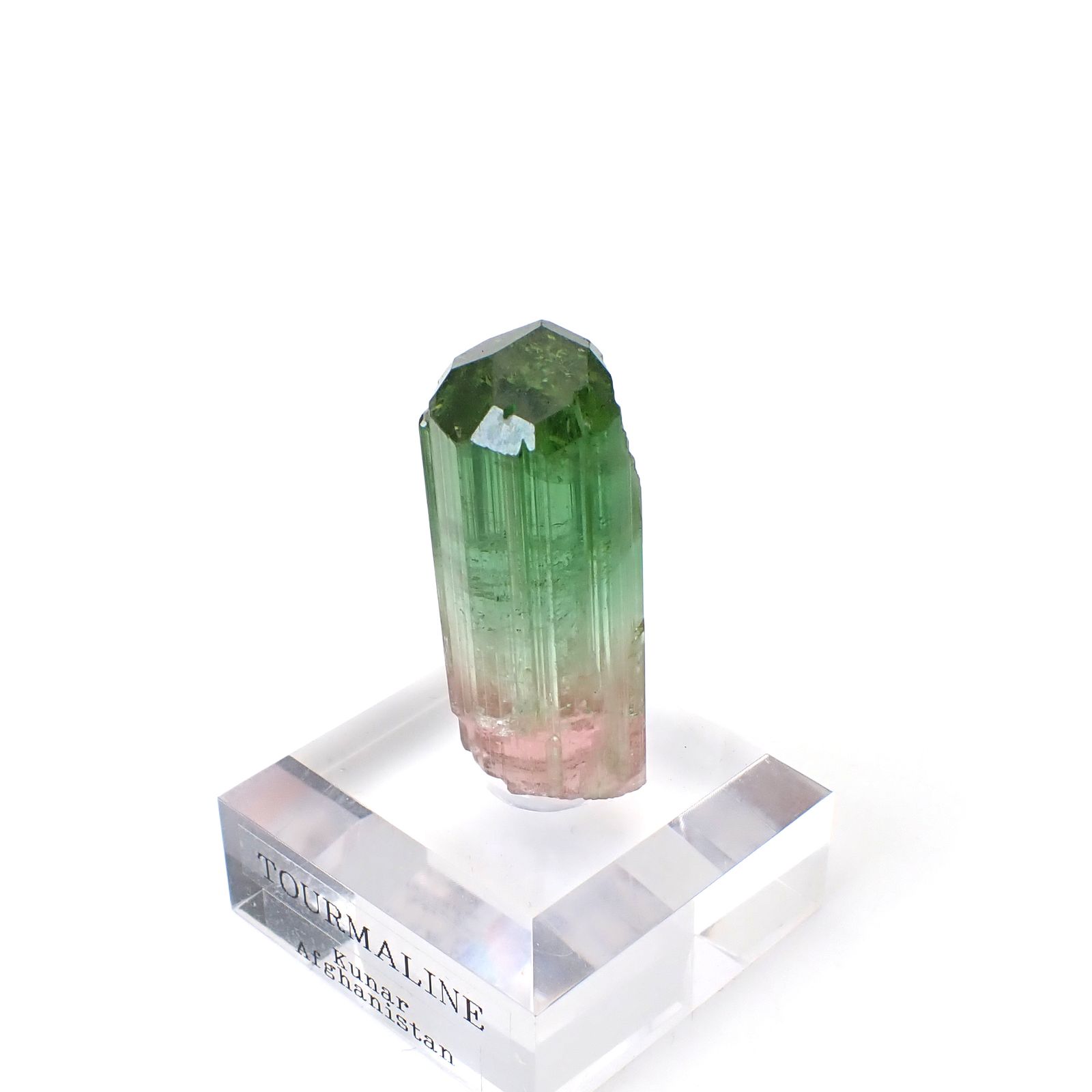 トルマリン柱状結晶原石 アフガニスタン・クナル州産 アクリル台座付き 95.18ct(19.03g) / 13.3x18.2x41.1mm前後 [260632365]