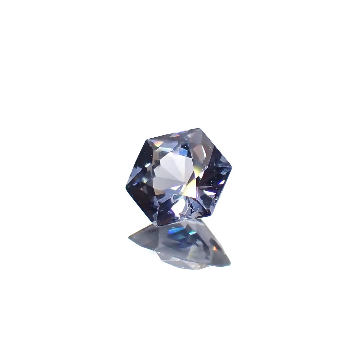 ◇ヘキサゴンカット◇バイオレットスピネル(宝石名スピネル)ビルマ/マダガスカル産 0.44ct 識別済[230220669]4.7x4.6mm前後