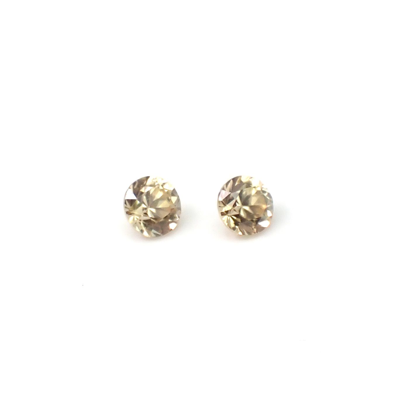 ◇ペアセット◇イエロージルコン(宝石名ジルコン)スリランカ/カンボジア産 識別済 1.16ct(2pcs合計) / 4.4x4.4mm前後 [251231486]