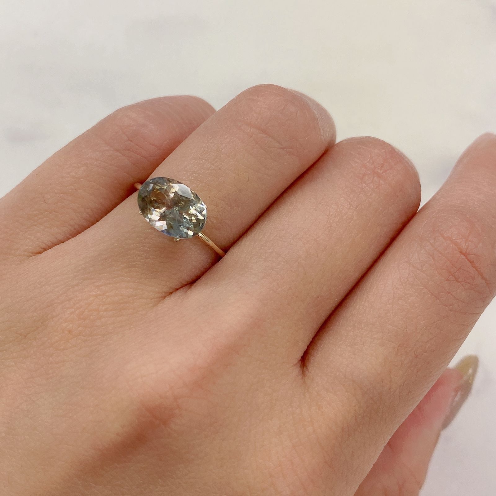 アベンチュリンアクアマリン(宝石名アクアマリン) ナイジェリア産 2.08ct 識別済[210712991]10.1×7.1mm前後