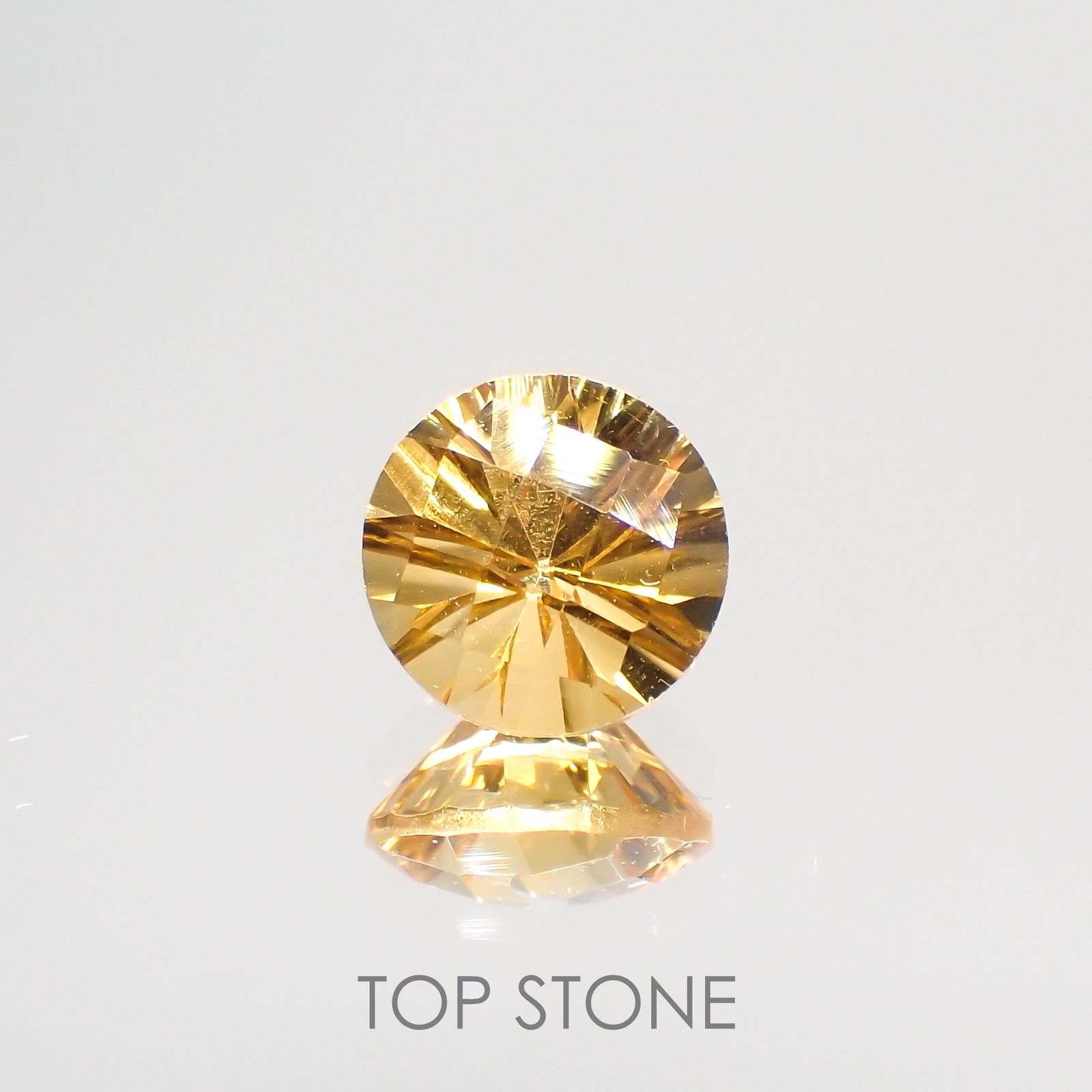 ◇チェッカーコンケーブカット◇シトリン ブラジル産 ルース 1.21ct[210913024]7.1×7.1mm前後