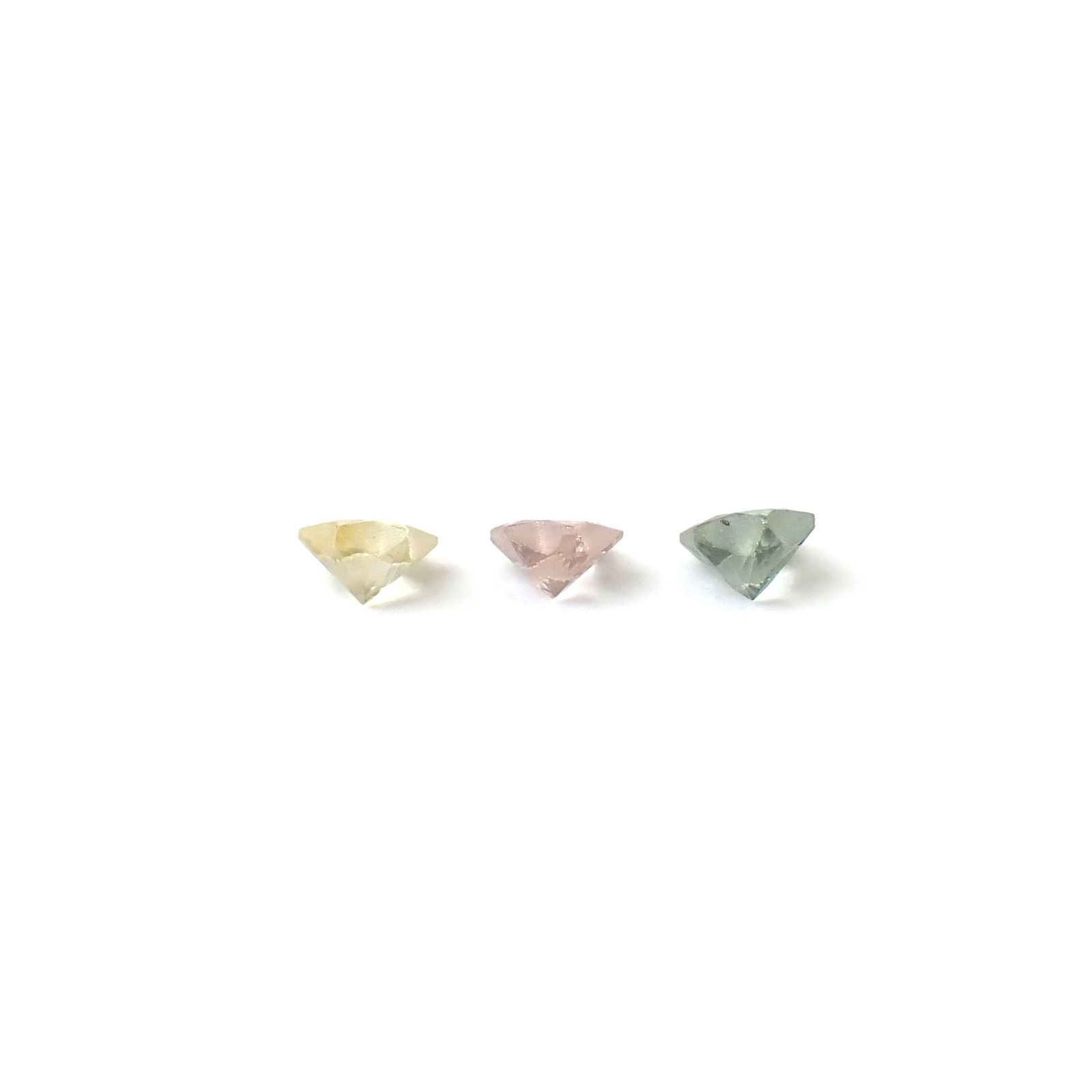 ◇カスタムカット◇サファイア カラーグラデーション3個セット スリランカ/マダガスカル産 0.32ct(3pcs合計) / 3.1-3.2x3.1-3.2mm前後 [260632325]