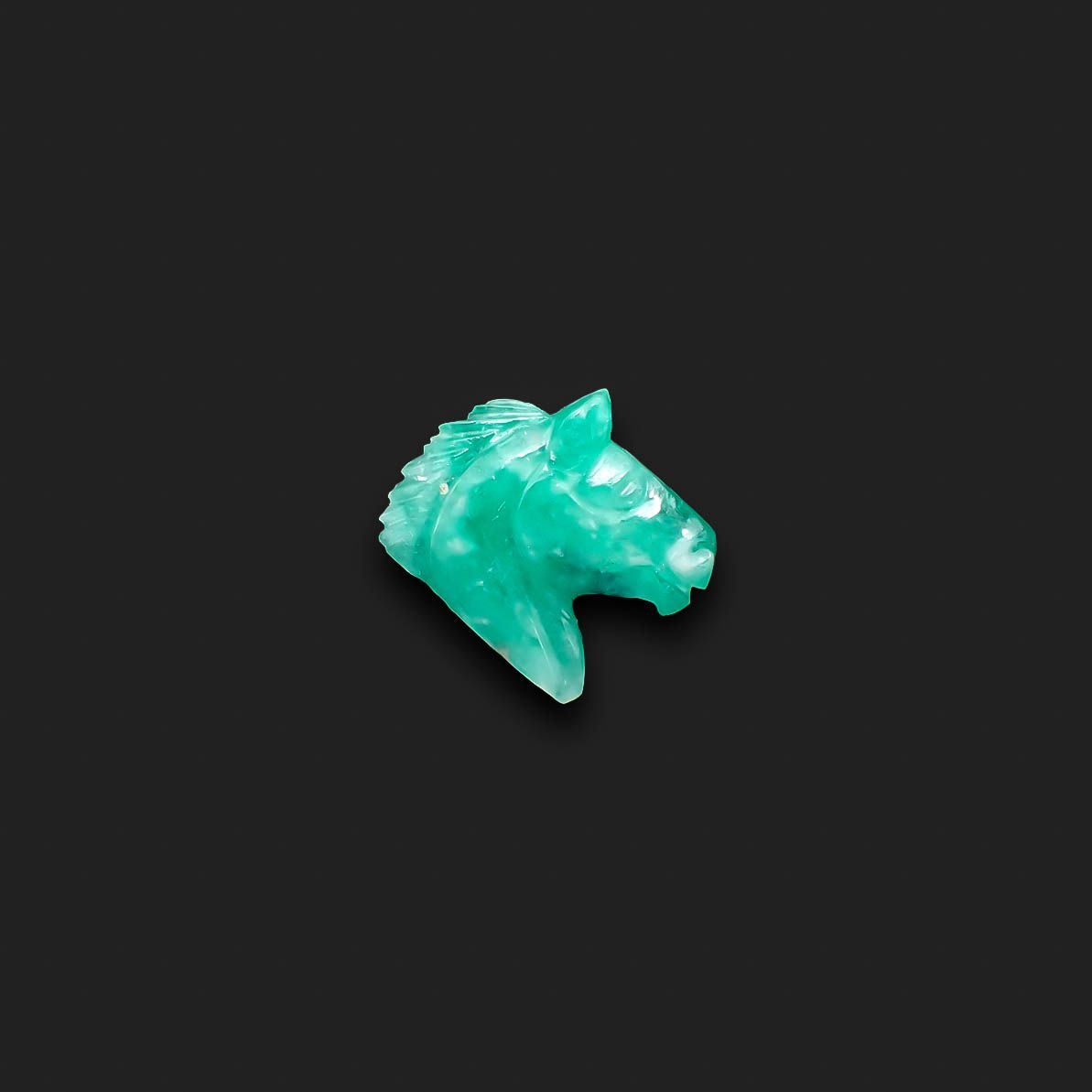 ◇カスタムカット・馬彫刻◇エメラルド コロンビア産 4.53ct[230421699]11.8x13.4mm前後