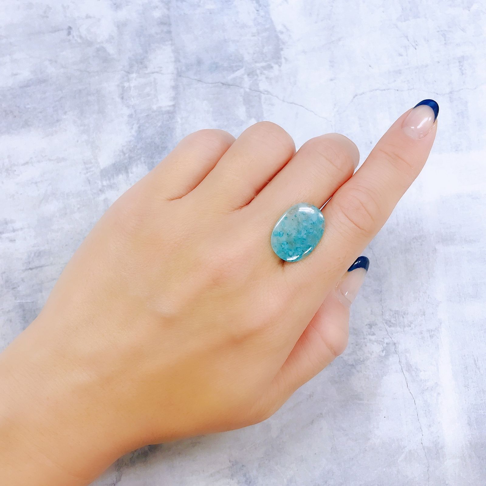 パライバトルマリンインクォーツ(宝石名トルマリンインクォーツ/別名パライバ・トルマリン)ブラジル産 7.390ct ソ付(宝貴協)[221018821]18.91x13.9mm前後