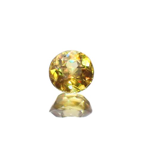 ゴールデンスフェーン(宝石名スフェーン)マダガスカル産 識別済 0.58ct / 4.8x4.9mm前後 [251120162]