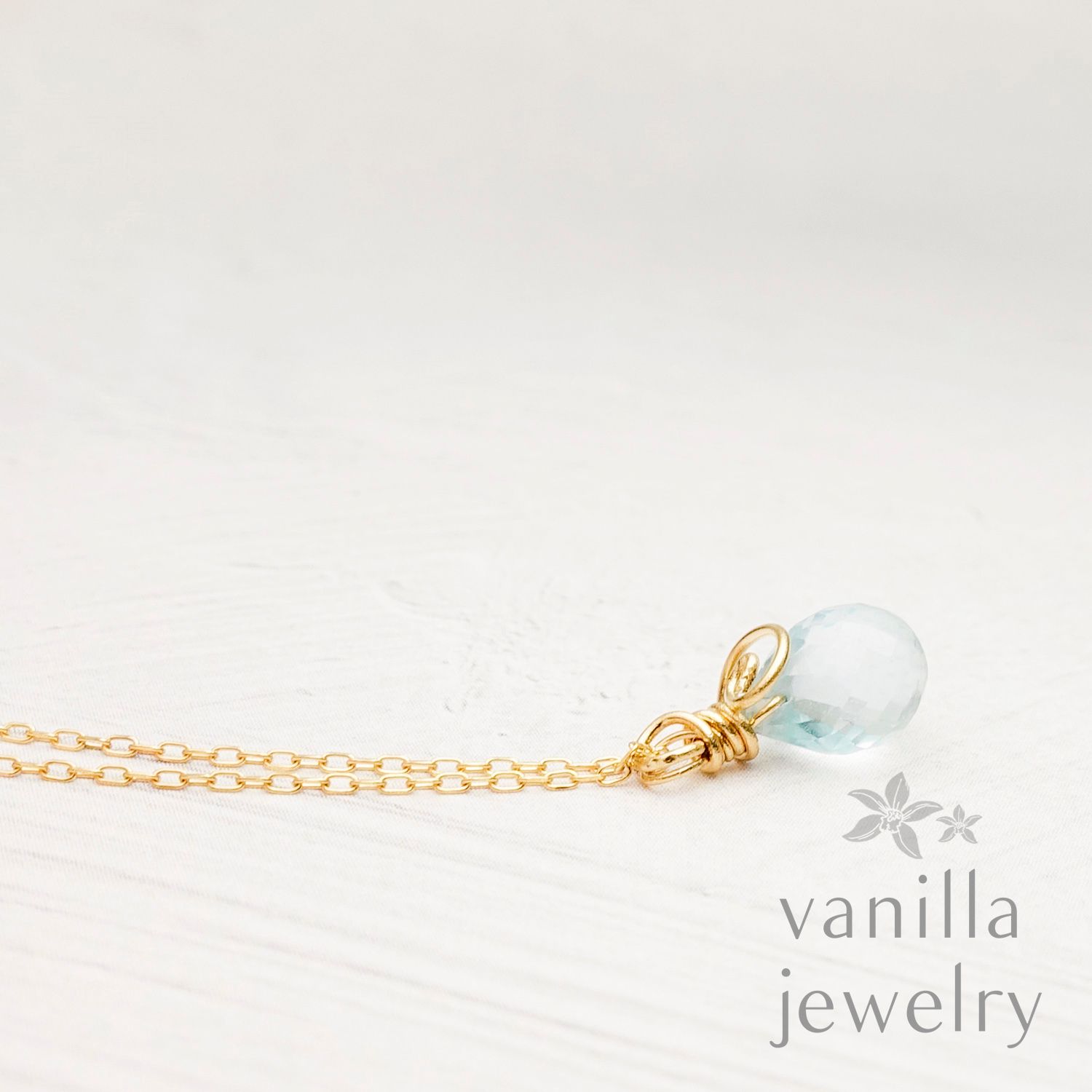 vanilla jewelry - YUI<結> アクアマリン K18ネックレス [7744