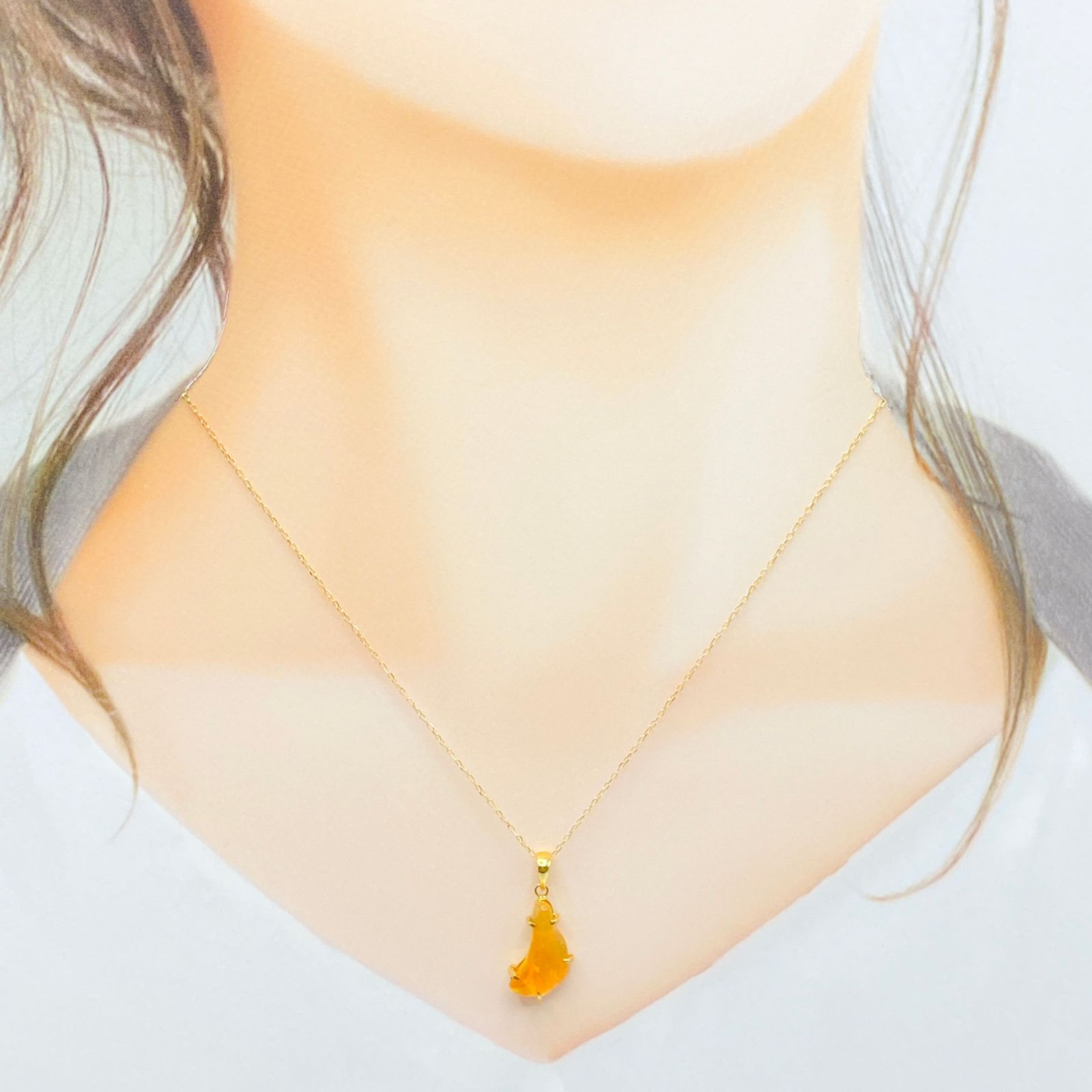 Chelice (シェリス) ファイヤーオパール K18ネックレス [7672]★今だけ！40cmチェーン→「スライドピンチェーン」にグレードアップしてお届け！★