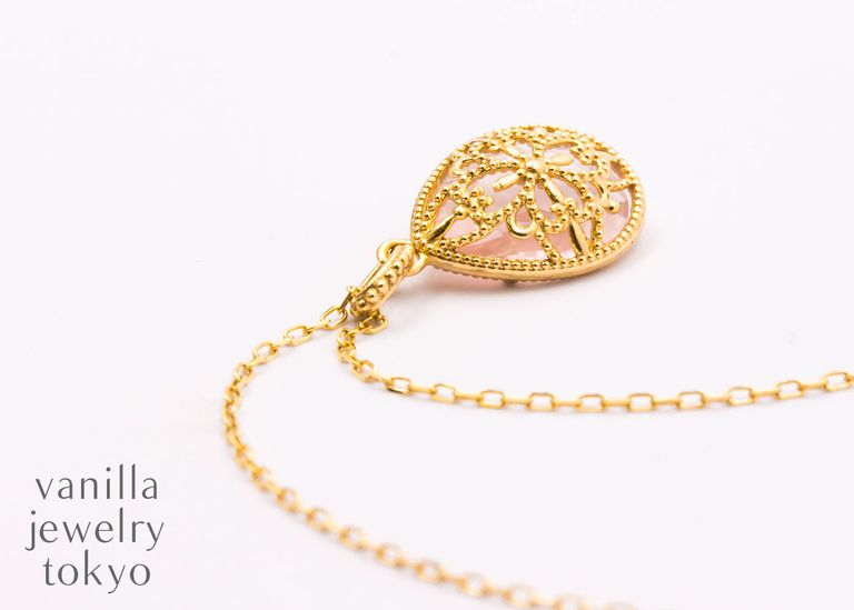 Herb Teardrop Rose quartz K18 necklace