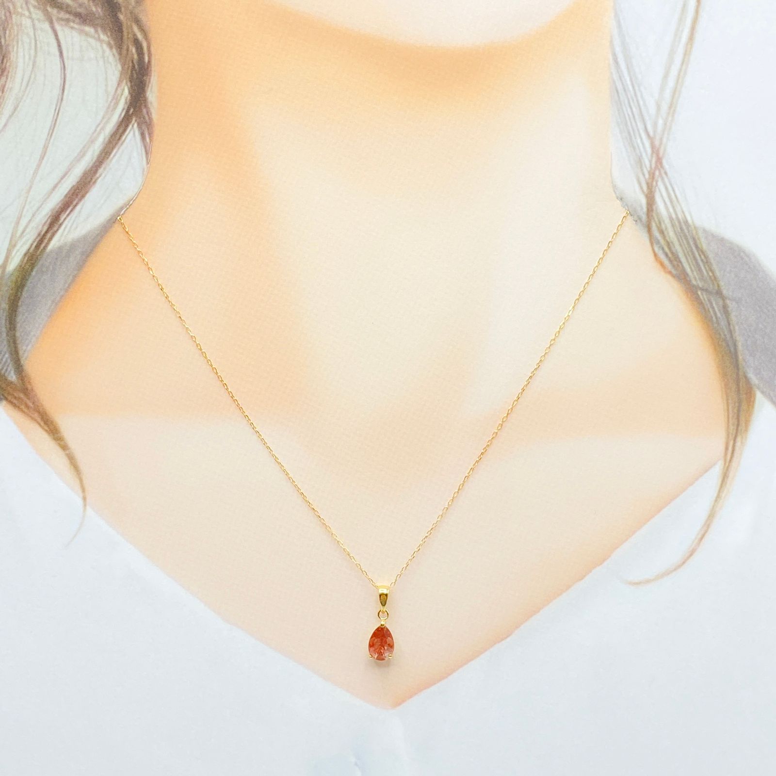 Chelice (シェリス) オレゴンサンストーン 3.02ct K18ネックレス [7714]★今だけ！40cmチェーン→「スライドピンチェーン」にグレードアップしてお届け！★