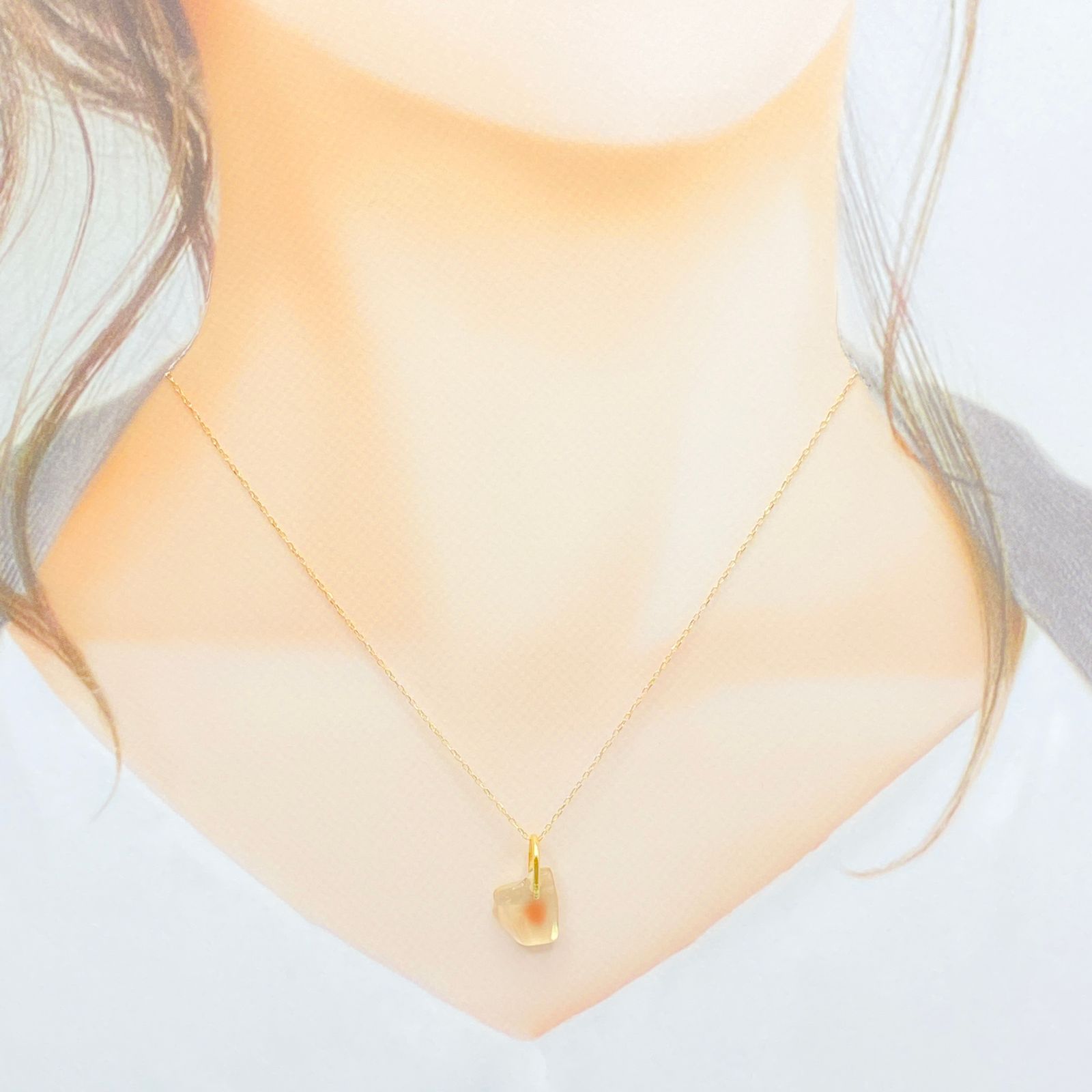 Aries(アリエス)  オレゴンサンストーン K18ネックレス [7705]★今だけ！40cmチェーン→「スライドピンチェーン」にグレードアップしてお届け！★