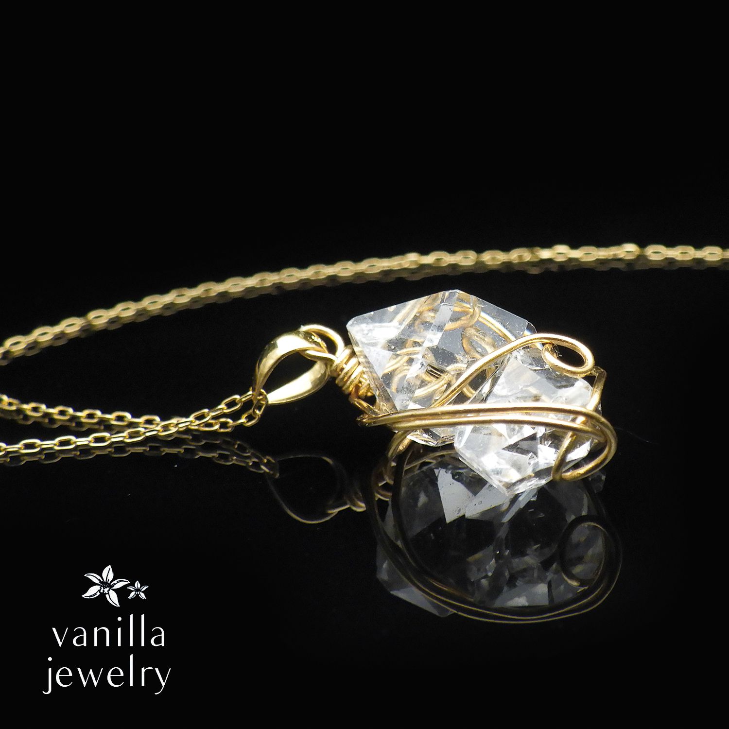 La verite(ラヴェリーテ) ツインハーキマーダイヤモンド K18ネックレス [7759]★今だけ！40cmチェーン→「スライドピンチェーン」にグレードアップしてお届け！★