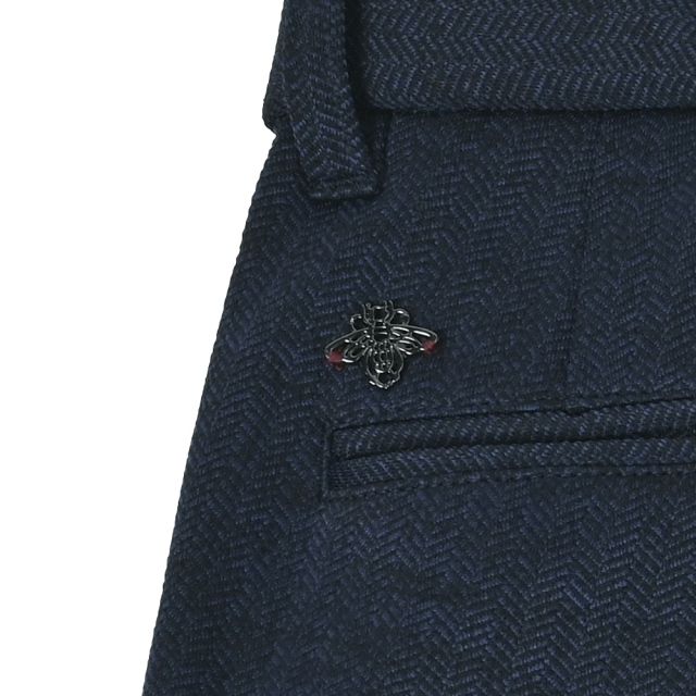 へリンボーン ジャガード ジャージ スラックス ストレッチ パンツ テーパード | ネイビー | メンズ