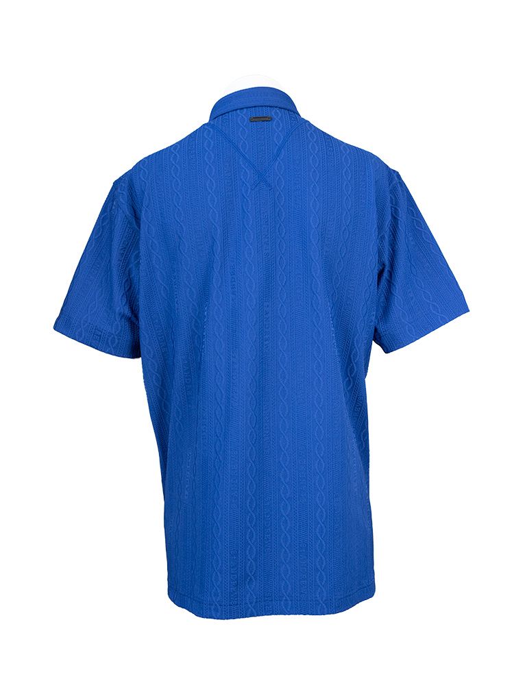 縄柄リンクス半袖シャツ (MENS) | ポロシャツ | ブルー | メンズ | ゴルフウェア