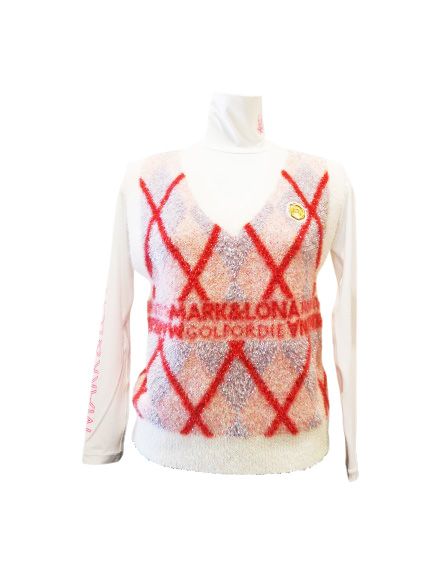 Glam Argyle Knit Vest | ニットベスト | ホワイト | レディース | ゴルフウェア