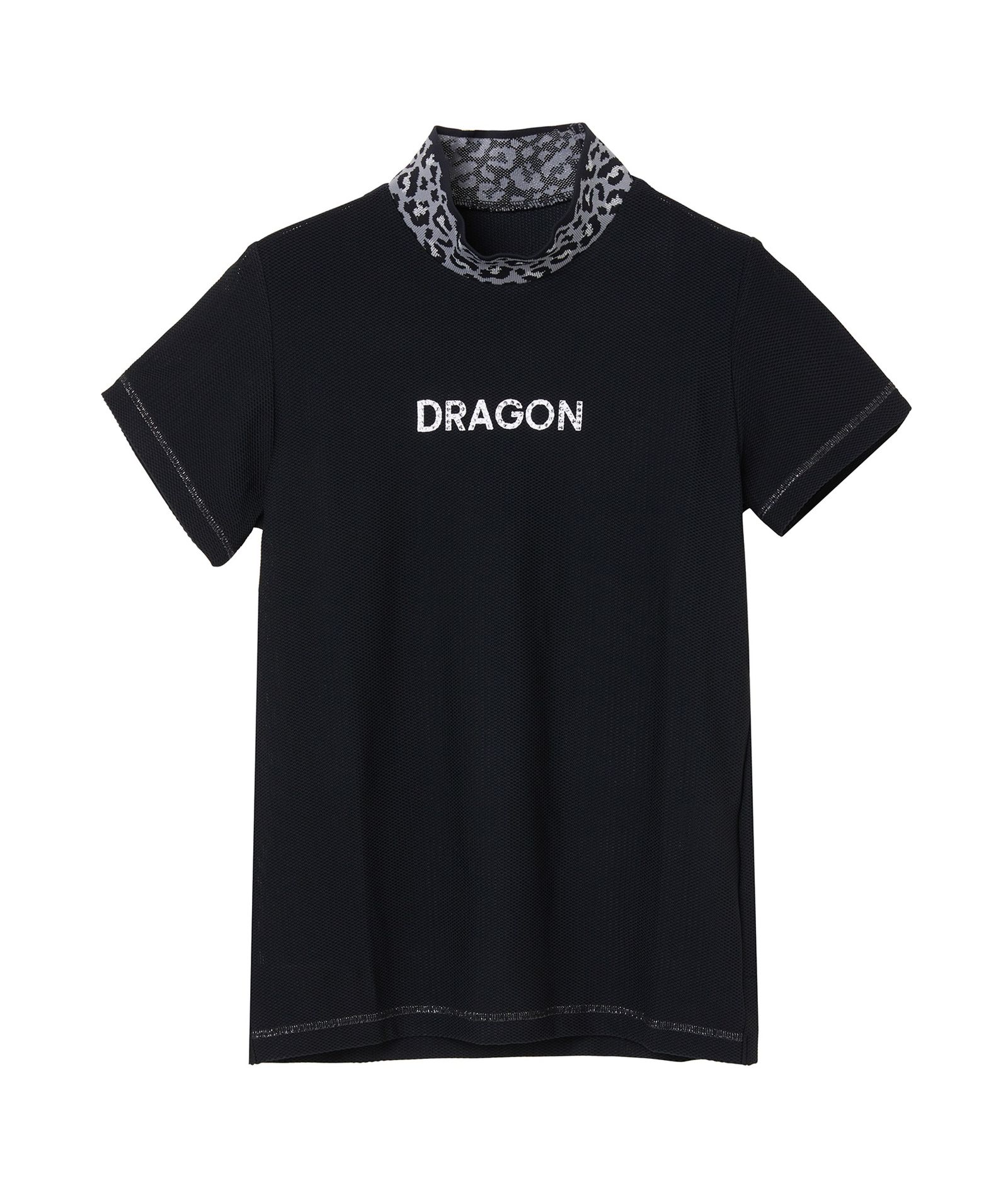 ネックヒョウジャガード半袖ハイネック | モックネック Tシャツ | レディース ゴルフ | ブラック