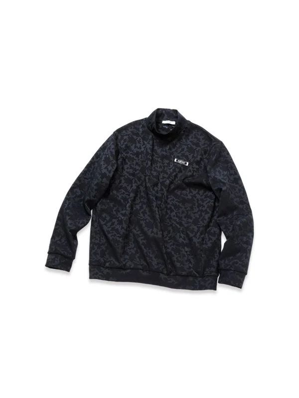 SATIN CAMO JACQUARD MOCK | モックネック | Tシャツ | ブラック | メンズ | ゴルフウェア