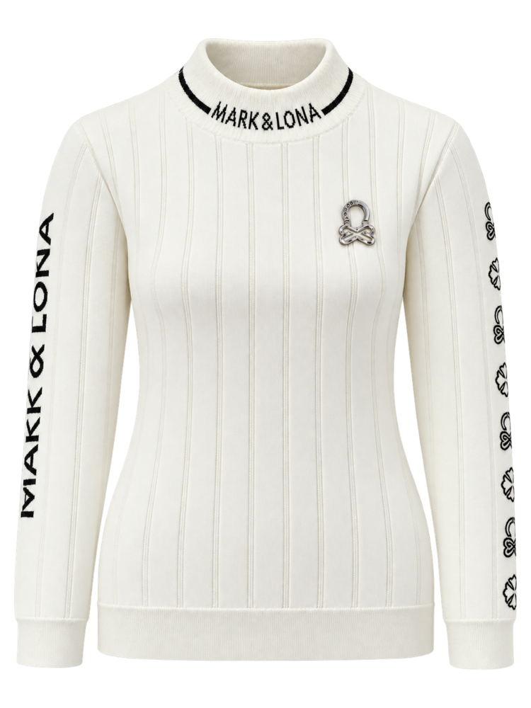Lurex Rib Mock Neck Knit | セーター | ホワイト | レディース | ゴルフウェア