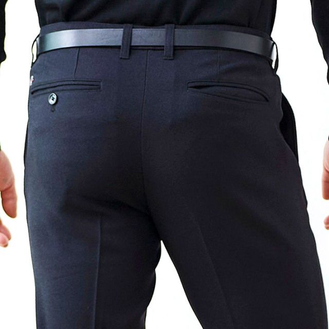 ウールライク カルゼ ストレッチ 美脚パンツ ウォッシャブル | ブラック | メンズ