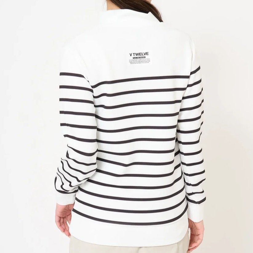 BORDER L/S MOCK | モックネックシャツ | ホワイト | レディース | ゴルフウェア
