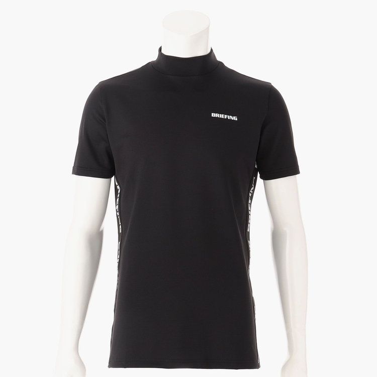 MENS SIDE LOGO LINE HIGH NECK | メンズ サイドロゴライン ハイネック | モックネック Tシャツ ゴルフウェア | BLACK ブラック