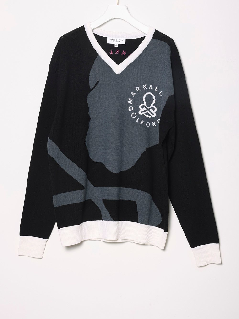 Face Merino Sweater | Vネックセーター | ニット | ブラック | メンズ | ゴルフウェア - 44 (S)