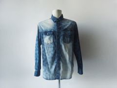 幾何学柄デニムシャツ | メンズ | ネイビー