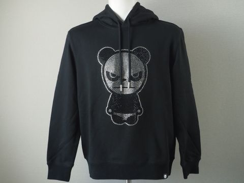 MEN'S RHINESTONE BASIC LOGO HOODIE SWEAT SHIRT | パーカー | フーディー | ブラック | メンズ