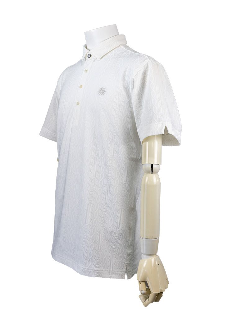 縄柄リンクス半袖シャツ (MENS) | ポロシャツ | ホワイト | メンズ | ゴルフウェア