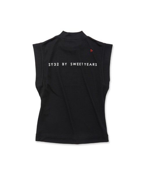 BIG SYG NO SLEEVE MOCK NECK | ビッグロゴ ノースリーブ モックネック | レディース ゴルフウェア | BLACK ブラック