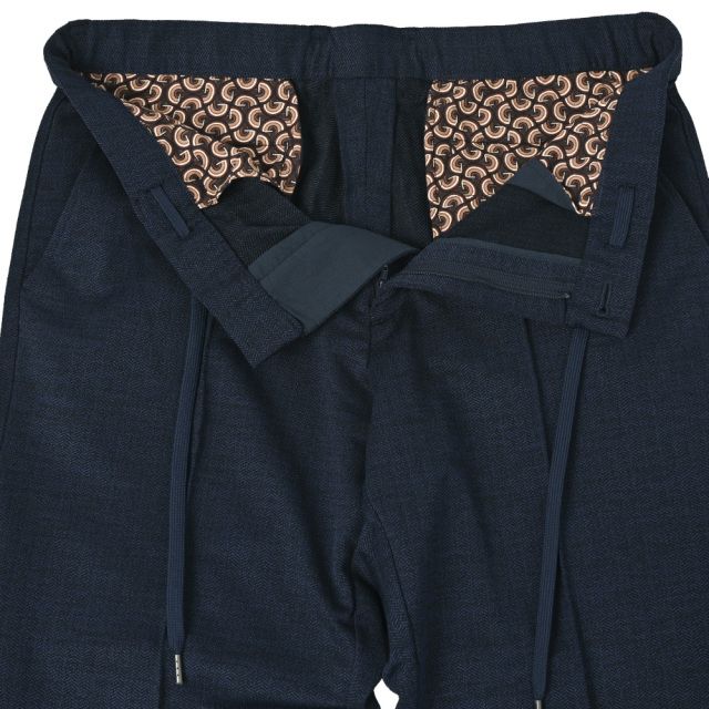 へリンボーン ジャガード ジャージ スラックス ストレッチ パンツ テーパード | ネイビー | メンズ