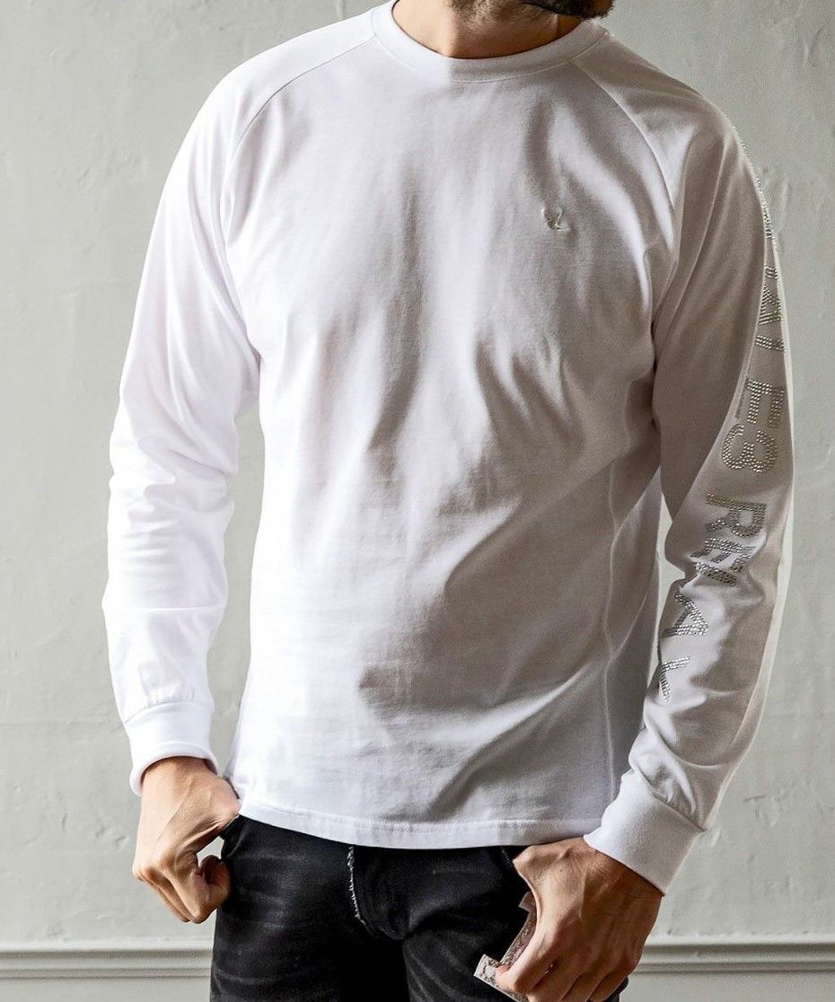 ラインストーンロゴロングT | Tシャツ | ホワイト | メンズ