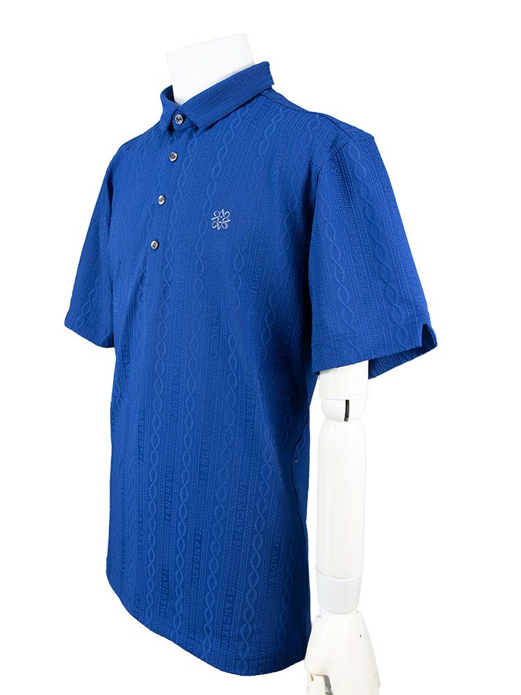 縄柄リンクス半袖シャツ (MENS) | ポロシャツ | ブルー | メンズ | ゴルフウェア
