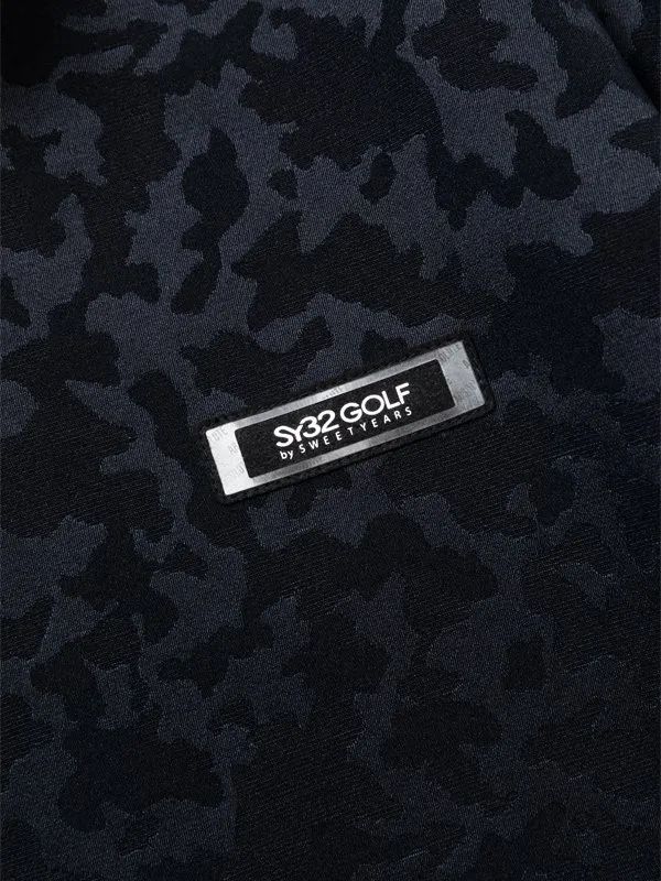 SATIN CAMO JACQUARD MOCK | モックネック | Tシャツ | ブラック | メンズ | ゴルフウェア