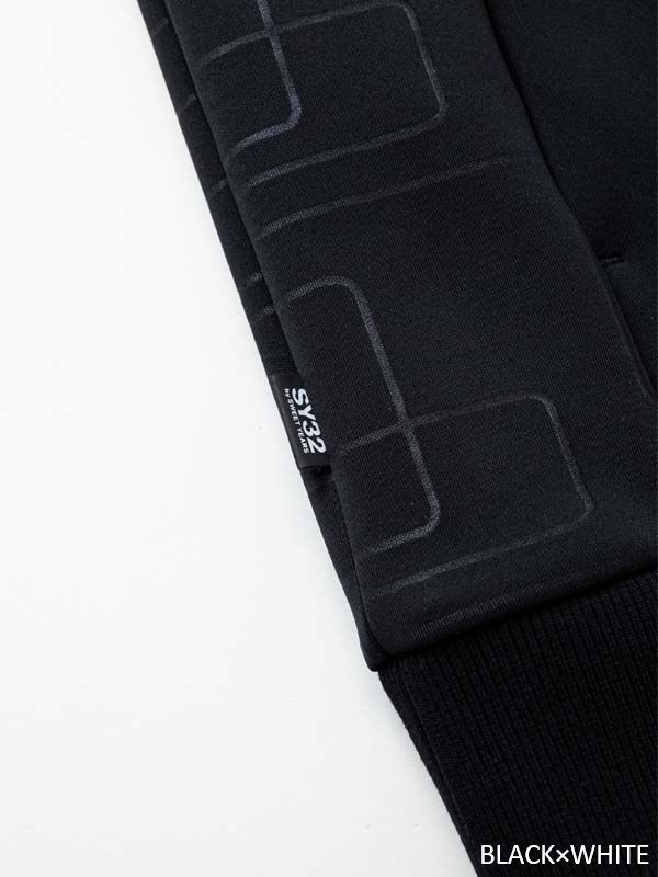 DOUBLE KNIT EMBOSS GEOMETRY P/O HOODIE | パーカー | ブラック×ホワイト | メンズ