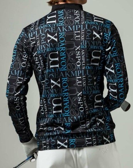総柄ロゴモックネックTシャツ | モックネック | ブラック | メンズ | ゴルフウェア